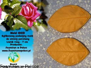 Mold sylikonowy podwójny do zimnej porcelany „ Duet”- 1003. Listek róży - 7 cm