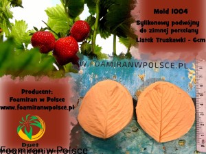 Mold sylikonowy podwójny do zimnej porcelany „ Duet” -1004. Listek truskawki 6 cm 
