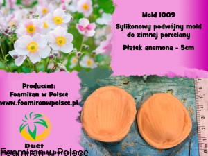 Mold sylikonowy podwójny do zimnej porcelany „ Duet” -1009. Płatek anemona 5 cm 