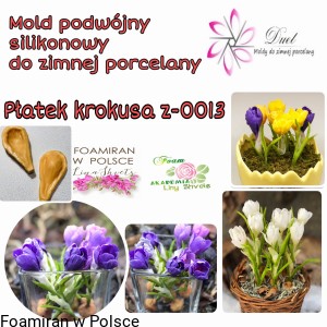 Mold podwójny silikonowy „ Duet” . Płatek krokusa do zimnej porcelany 