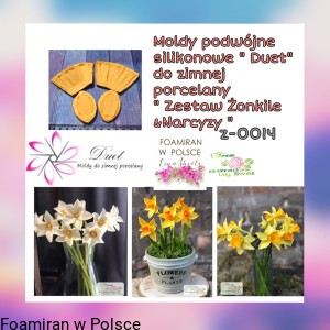 Zestaw podwójnych silikonowych moldow „ Duet” do zrobienia żonkile , narcyzy z zimnej porcelany 