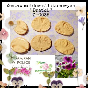 Zestaw silikonowych moldow " Bratki " do zrobienia kwiatów z zimnej porcelany 