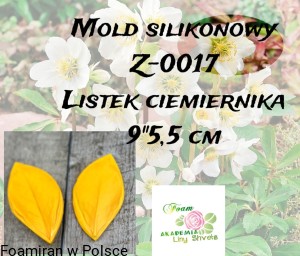 Mold silikonowy Z-0017  . Listek  ciemiernika - 9'5"5,5 cm cm 