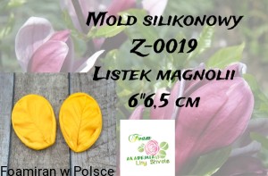 Mold silikonowy Z-0019  . Listek  Magnolii - 6,5"6 cm cm 