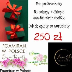 Bon podarunkowy >250 zl . Zakupy w sklepie, oplata warsztatow 
